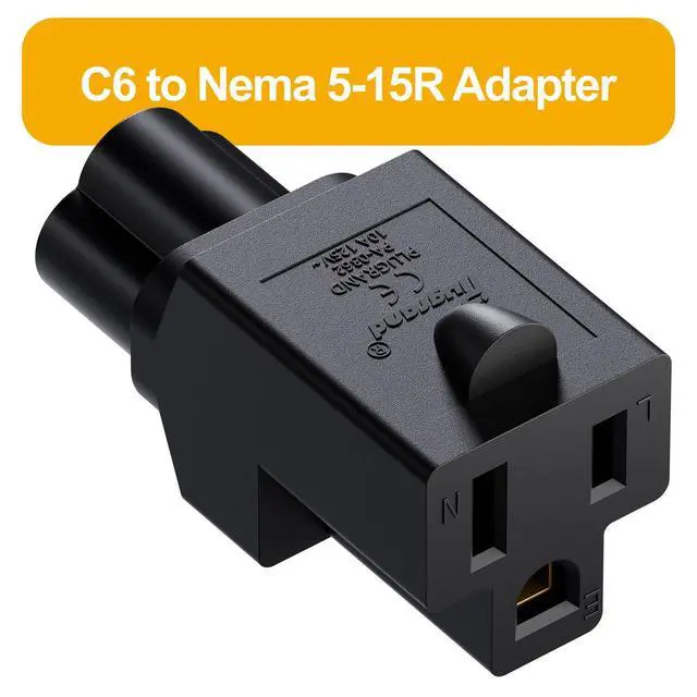 Alt view image 3 of 7 - 2 Pack IEC C6 to NEMA 5-15R Power Adapter
