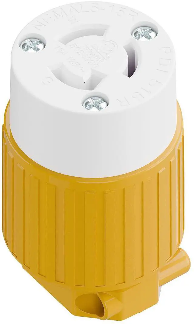 Main image of NEMA L5-15R Locking Connector, Twist Lock Female 15Amp 125Volt Generator Socket, Industrial Grade Lock in Female 15A/125V Receptacle, ETL Listed Heavy Duty Socket for Generators Yellow