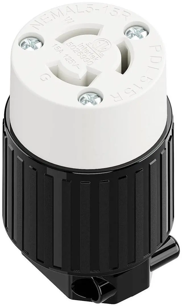 Main image of NEMA L5-15R Locking Connector, Twist Lock Female 15Amp 125Volt Generator Socket, Industrial Grade Lock in Female 15A/125V Receptacle, ETL Listed Heavy Duty Socket for Generators Black/White Color