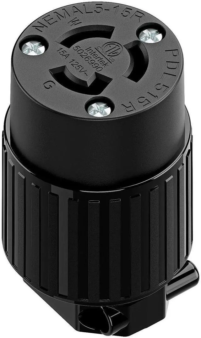 Main image of NEMA L5-15R Locking Connector, Twist Lock Female 15Amp 125Volt Generator Socket, Industrial Grade Lock in Female 15A/125V Receptacle, ETL Listed Heavy Duty Socket for Generators Black