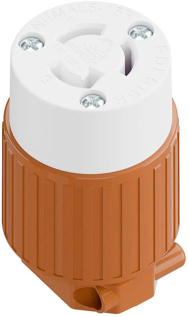 Main image of NEMA L5-15R Locking Connector, Twist Lock Female 15Amp 125Volt Generator Socket, Industrial Grade Lock in Female 15A/125V Receptacle, ETL Listed Heavy Duty Socket for Generators Orange