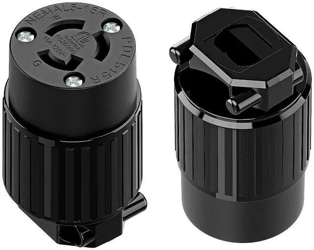 Main image of (2PACK) NEMA L5-15R Locking Connector, Twist Lock Female 15Amp 125Volt Generator Socket, Industrial Grade Lock in Female 15A/125V Receptacle, ETL Listed Heavy Duty Socket for Generators Black