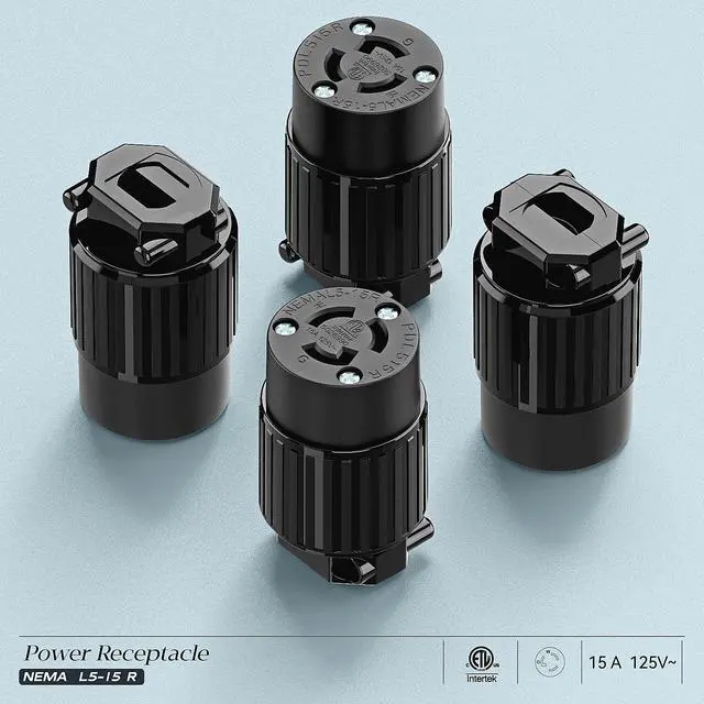 Alt view image 7 of 7 - NEMA L5-15R Locking Connector, Twist Lock Female 15Amp 125Volt Generator Socket, Industrial Grade Lock in Female 15A/125V Receptacle, ETL Listed Heavy Duty Socket for Generators Black