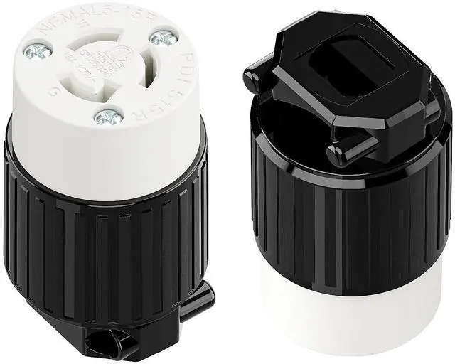 Main image of (2PACK) NEMA L5-15R Locking Connector, Twist Lock Female 15Amp 125Volt Generator Socket, Industrial Grade Lock in Female 15A/125V Receptacle, ETL Listed Heavy Duty Socket for Generators Black/White