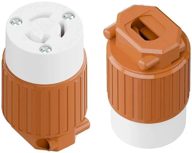 Main image of (2PACK) NEMA L5-15R Locking Connector, Twist Lock Female 15Amp 125Volt Generator Socket, Industrial Grade Lock in Female 15A/125V Receptacle, ETL Listed Heavy Duty Socket for Generators Orange