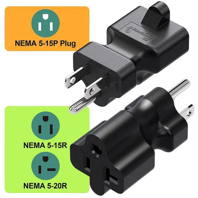 Alt view image 5 of 7 - 3PACK Plugrand 15 Amp Household AC Plug to 20 Amp T Blade Power Adapter | Nema 5-15P to 5-15R/5-20R 20 Amp Comb AC Adapter, 15 Amp to 20 Amp Plug Adapter Converter, Black