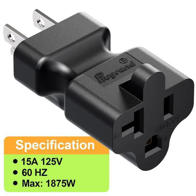 Alt view image 7 of 7 - 3PACK Plugrand 15 Amp Household AC Plug to 20 Amp T Blade Power Adapter | Nema 5-15P to 5-15R/5-20R 20 Amp Comb AC Adapter, 15 Amp to 20 Amp Plug Adapter Converter, Black