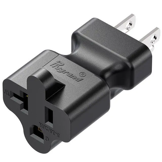 Alt view image 2 of 7 - 3PACK Plugrand 15 Amp Household AC Plug to 20 Amp T Blade Power Adapter | Nema 5-15P to 5-15R/5-20R 20 Amp Comb AC Adapter, 15 Amp to 20 Amp Plug Adapter Converter, Black