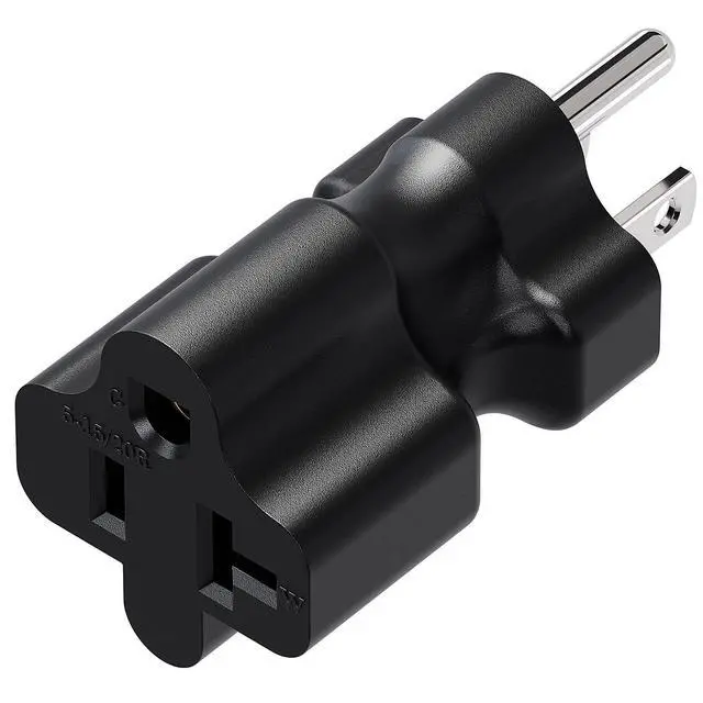 Alt view image 3 of 7 - 15 Amp Household AC Plug to 20 Amp T Blade Power Adapter | 15 Amp to 20 Amp Plug Adapter Converter Nema 5-15P to 5-15R/5-20R Comb AC Adapter