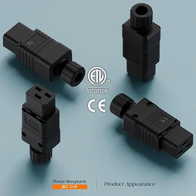 Alt view image 3 of 7 - (2PACK) IEC 320 C19 Plug, 20A/125V, (ETL Verified) 16A/250V UPS/PDU Replacement Cord End Connector, 20AMP 16AMP UPS Plugs, Black