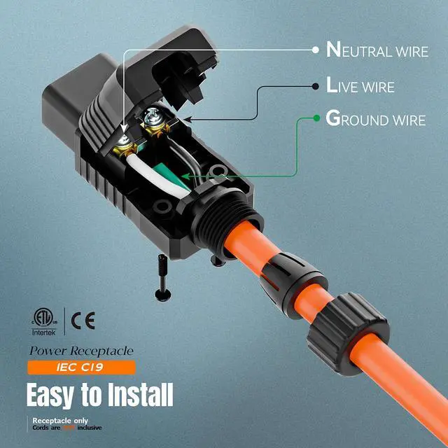 Alt view image 4 of 7 - (2PACK) IEC 320 C19 Plug, 20A/125V, (ETL Verified) 16A/250V UPS/PDU Replacement Cord End Connector, 20AMP 16AMP UPS Plugs, Black