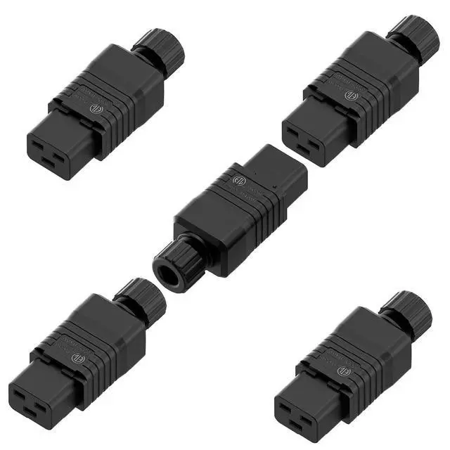 Alt view image 2 of 7 - (5PACK) IEC 320 C19 Plug, 20A/125V, (ETL Verified) 16A/250V UPS/PDU Replacement Cord End Connector, 20AMP 16AMP UPS Plugs, Black