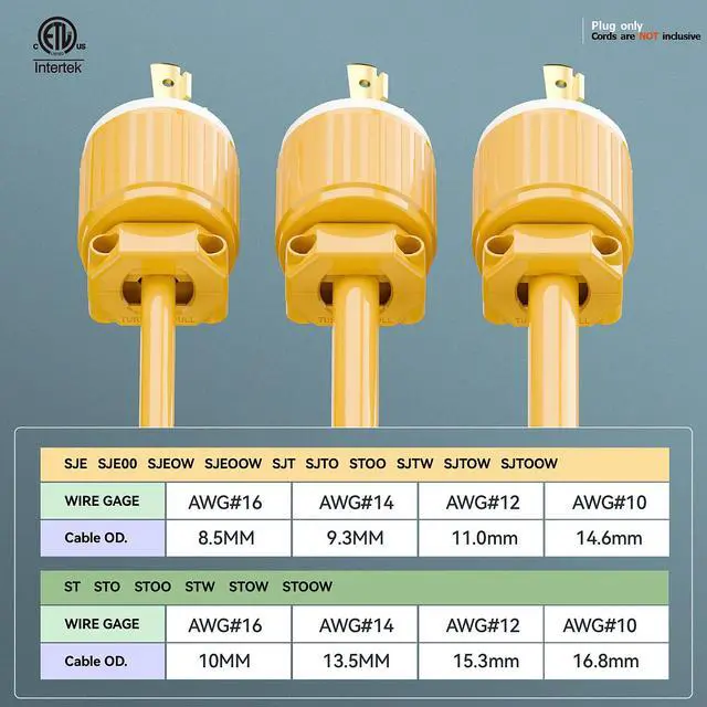 Alt view image 5 of 7 - 2PACK NEMA L7-30P Locking Plug, (ETL Listed) Cord End Connector, Twist Lock L7-30P 30Amp 277Volt Male AC Connector, Industrial Grade 30A 277V Replacement Plugs PDL730P Yellow