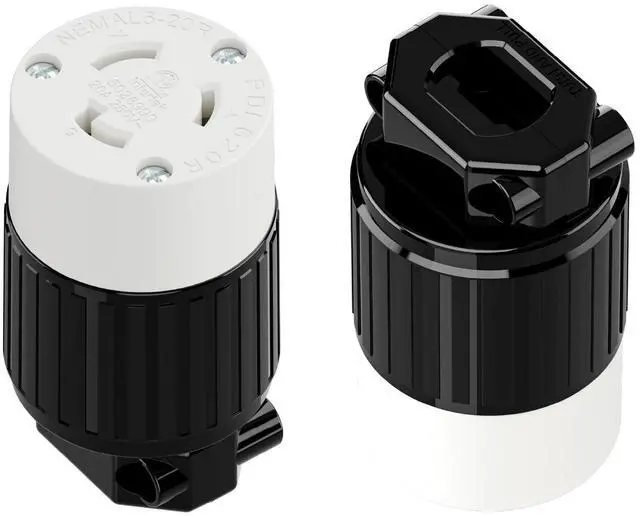 Main image of (2PACK) NEMA L6-20R Locking Plug Receptacle, (ETL Listed) Twist Lock L6-20 20Amp 250Volt Female Connector, Industrial Grade Female Plugs 20A/250V, Replacement Plug Outlet PDL620R Black/White
