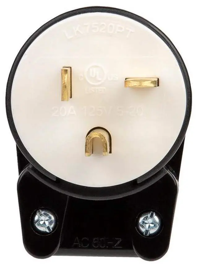 Alt view image 3 of 3 - 90 Degree Nema 5-20P Plug, Plugrand 20A 125V T-Blade Household Plug | Right Angle Easy Assembly DIY 20Amp 125Volt USA Canada 3-Prong Male Angled 20A Plug, 12-Directions Rotatable Connector