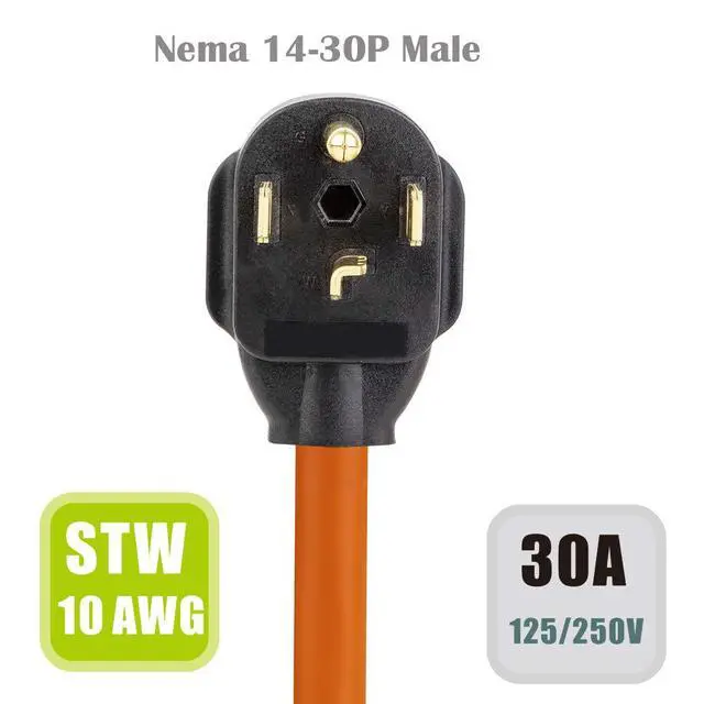 Alt view image 3 of 4 - 1.5-Foot Nema 14-30P to 6-50R Welder Adapter Cable, 14-30 30A 4-Prong Dryer to 6-50R, STW 10 AWG Heavy Duty Cable