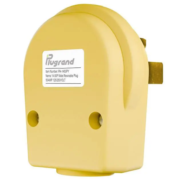 Alt view image 2 of 7 - Nema 14-50P 50 Amp 125/250 Volt DIY Plug, 50Amp 4-Prong Dryer Plug for Dryers and Ranges, Works with Cable OD Max. 1.06 Inch Yellow