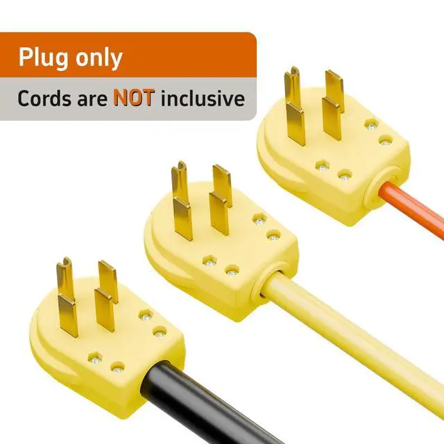 Alt view image 6 of 7 - Nema 14-50P 50 Amp 125/250 Volt DIY Plug, 50Amp 4-Prong Dryer Plug for Dryers and Ranges, Works with Cable OD Max. 1.06 Inch Yellow