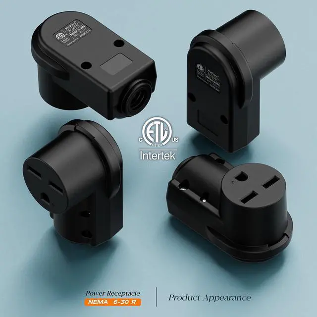 Alt view image 3 of 7 - NEMA 6-30R Plug,6-30 30A/250V Female Connector, (ETL Certified) 30Amp 250Volt Cord End Socket, Female 30A Welder Receptacle, Heavy Duty, Black.