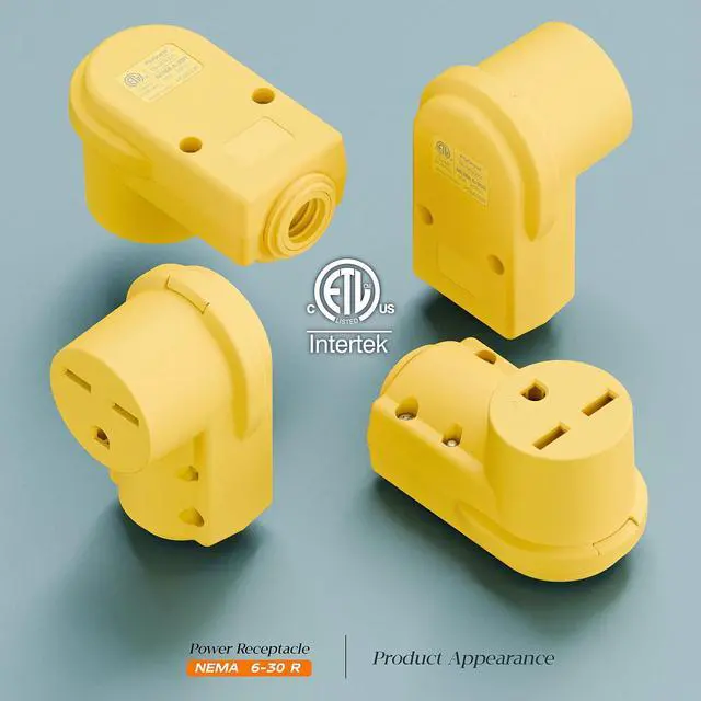 Alt view image 3 of 7 - NEMA 6-30R Plug,6-30 30A/250V Female Connector, (ETL Certified) 30Amp 250Volt Cord End Socket, Female 30A Welder Receptacle, Heavy Duty, Yellow.