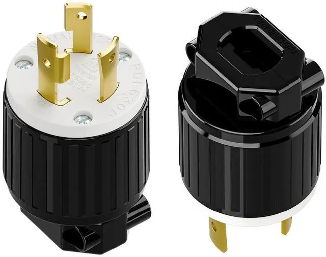 Main image of (2PACK) NEMA L6-30P Locking Plug, (ETL Listed) Twist Lock L6-30 30Amp 250Volt Male AC Connector, Industrial Grade 30A 250V Replacement Plugs, T-Shaped Rotated Blade, PDL630P Black/White