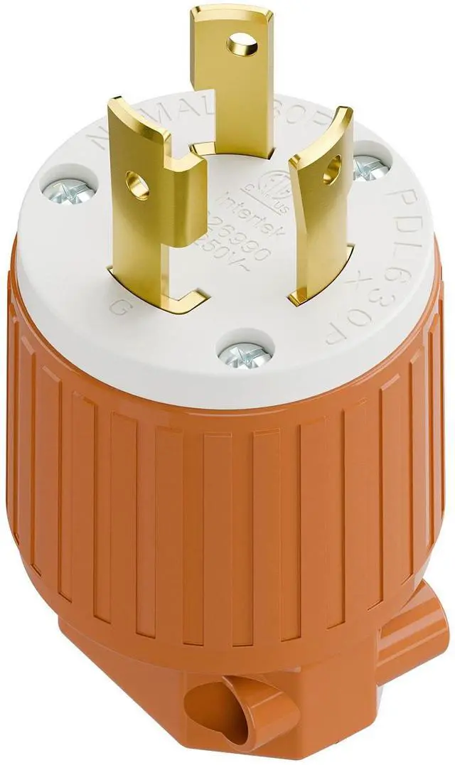 Main image of NEMA L6-30P Locking Plug, (ETL Listed) Twist Lock L6-30 30Amp 250Volt Male AC Connector, Industrial Grade 30A 250V Replacement Plugs, T-Shaped Rotated Blade, PDL630P Orange