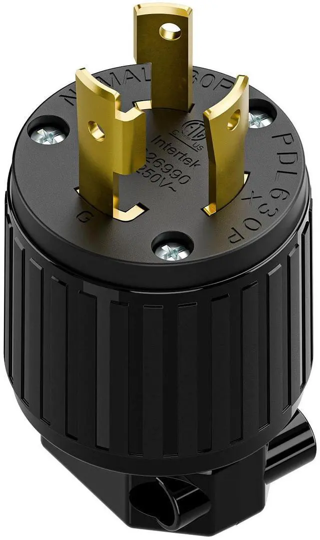 Main image of NEMA L6-30P Locking Plug, (ETL Listed) Twist Lock L6-30 30Amp 250Volt Male AC Connector, Industrial Grade 30A 250V Replacement Plugs, T-Shaped Rotated Blade, PDL630P Black