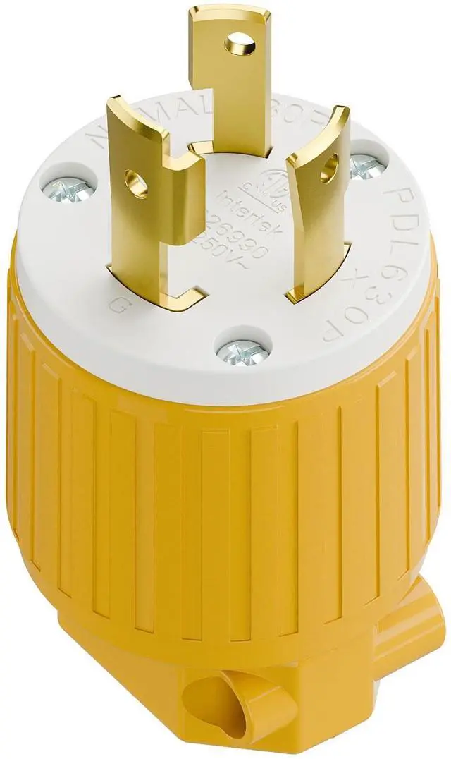 Main image of NEMA L6-30P Locking Plug, (ETL Listed) Twist Lock L6-30 30Amp 250Volt Male AC Connector, Industrial Grade 30A 250V Replacement Plugs, T-Shaped Rotated Blade, PDL630P Yellow