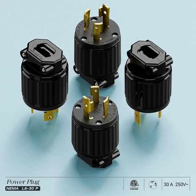 Alt view image 7 of 7 - NEMA L6-30P Locking Plug, (ETL Listed) Twist Lock L6-30 30Amp 250Volt Male AC Connector, Industrial Grade 30A 250V Replacement Plugs, T-Shaped Rotated Blade, PDL630P Black