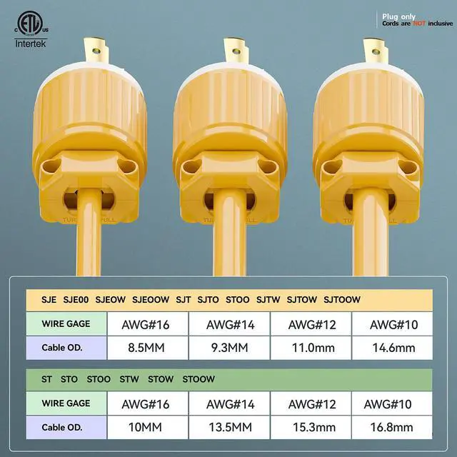 Alt view image 6 of 7 - NEMA L6-30P Locking Plug, (ETL Listed) Twist Lock L6-30 30Amp 250Volt Male AC Connector, Industrial Grade 30A 250V Replacement Plugs, T-Shaped Rotated Blade, PDL630P Yellow