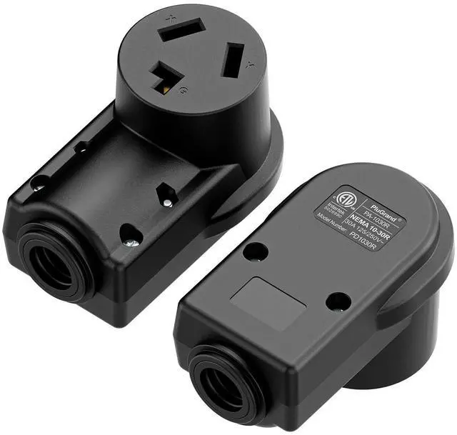Main image of 2PACK NEMA 10-30R Plug,10-30 30A/125/250V Female Connector, (ETL Certified) 30Amp 125/250Volt Cord End Socket, Female 30A Dryer Receptacle, Heavy Duty, Black.