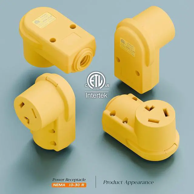 Alt view image 5 of 7 - NEMA 10-30R Plug,10-30 30A/125/250V Female Connector, (ETL Certified) 30Amp 125/250Volt Cord End Socket, Female 30A Dryer Receptacle, Heavy Duty, Yellow.