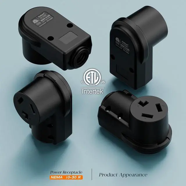 Alt view image 4 of 7 - 2PACK NEMA 10-30R Plug,10-30 30A/125/250V Female Connector, (ETL Certified) 30Amp 125/250Volt Cord End Socket, Female 30A Dryer Receptacle, Heavy Duty, Black.