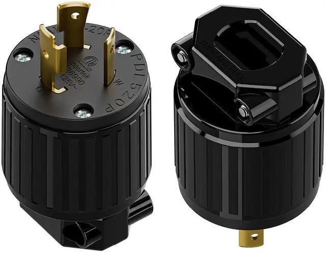 Main image of (2PACK) NEMA L5-20P Locking Plug, Twist Lock L5-20 20Amp 125Volt Generator Plugs, Industrial Grade Lock in Male 20A/125V Connector, ETL Listed Heavy Duty Plug for Generators Black Color