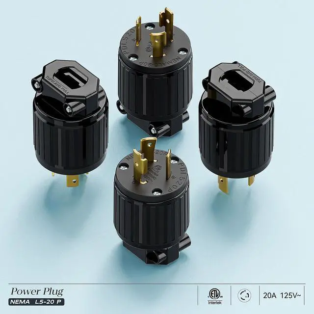 Alt view image 7 of 7 - (2PACK) NEMA L5-20P Locking Plug, Twist Lock L5-20 20Amp 125Volt Generator Plugs, Industrial Grade Lock in Male 20A/125V Connector, ETL Listed Heavy Duty Plug for Generators Black Color