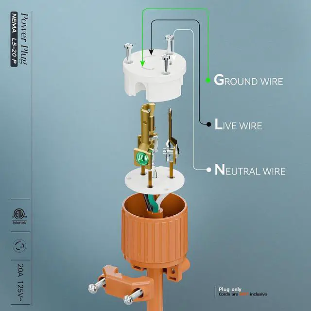 Alt view image 4 of 7 - NEMA L5-20P Locking Plug, Twist Lock L5-20 20Amp 125Volt Generator Plugs, Industrial Grade Lock in Male 20A/125V Connector, ETL Listed Heavy Duty Plug for Generators Orange Color