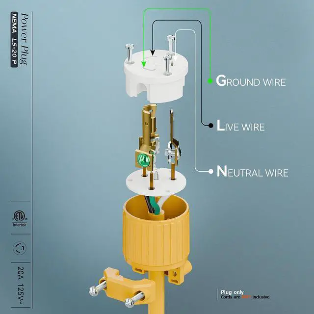 Alt view image 4 of 7 - NEMA L5-20P Locking Plug, Twist Lock L5-20 20Amp 125Volt Generator Plugs, Industrial Grade Lock in Male 20A/125V Connector, ETL Listed Heavy Duty Plug for Generators Yellow Color