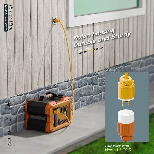 Alt view image 6 of 7 - NEMA L5-20P Locking Plug, Twist Lock L5-20 20Amp 125Volt Generator Plugs, Industrial Grade Lock in Male 20A/125V Connector, ETL Listed Heavy Duty Plug for Generators Yellow Color
