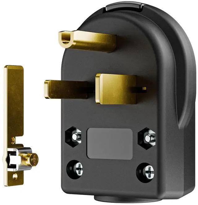 Main image of 2-in-1 Nema 6-30P/6-50P Plug 30/50 Amp 250 Volt Angle Plug, 3 Pole 3 Wire Straight Blade Plug for Welder and Ranges, Cable OD Max. 1.0 Inch Black