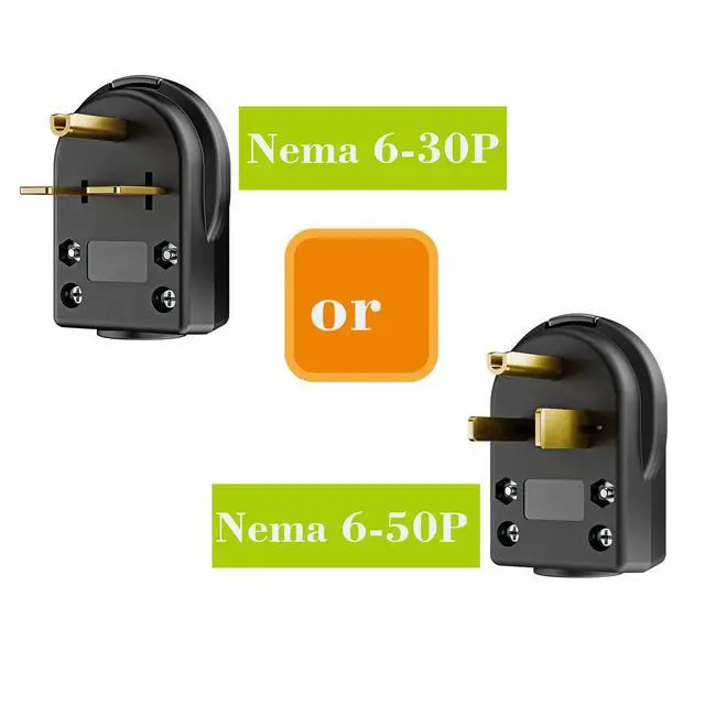 Alt view image 3 of 7 - 2-in-1 Nema 6-30P/6-50P Plug 30/50 Amp 250 Volt Angle Plug, 3 Pole 3 Wire Straight Blade Plug for Welder and Ranges, Cable OD Max. 1.0 Inch Black