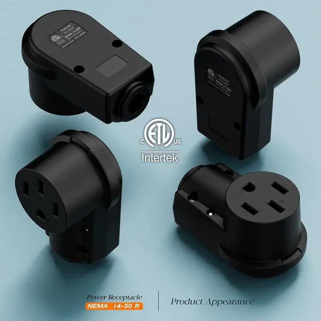 Alt view image 6 of 7 - (2PACK) NEMA 14-50R Plug,14-50 50A/125/250V Female Connector, (ETL Certified) 50Amp 125/250Volt Cord End Socket, Female 50A Dryer Receptacle, Heavy Duty, Black.