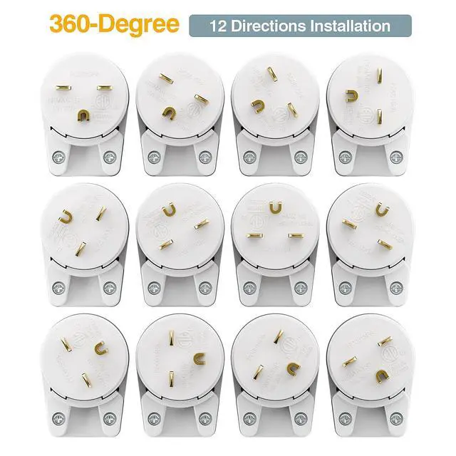 Alt view image 3 of 7 - Nema 6-15P 15Amp 250V Plug, Plugrand 15A 25V DIY Rewirable AC Plug | ETL Listed 90 Degree 6-15P 15A 250V DIY Plugs, 12-Directions Rotatable 6-15 Connector
