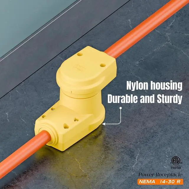 Alt view image 7 of 7 - NEMA 14-30R Plug,14-30 30A/125/250V Female Connector, (ETL Certified) 30Amp 125/250Volt Cord End Socket, Female 30A Dryer Receptacle, Heavy Duty, Yellow.