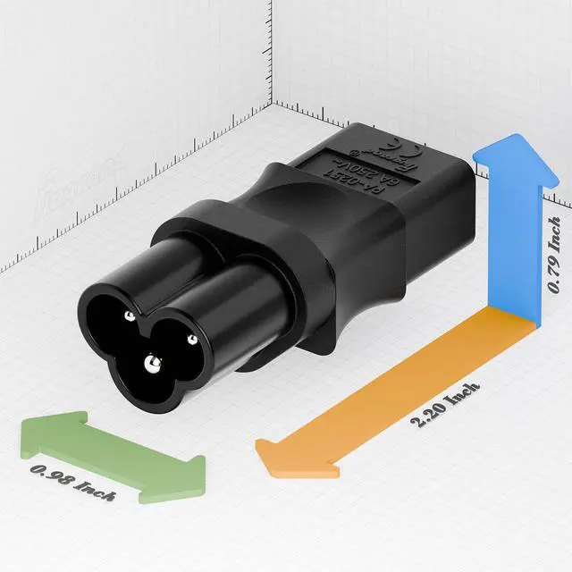 Alt view image 3 of 7 - PA-0251 IEC C6 to C9 Power Adapter, IEC 320 C9 Cord Adapter | Replacement Adapter Compatible with Roland MK-80, D-50 Synthesizer, MKS-20/ SG1D etc.