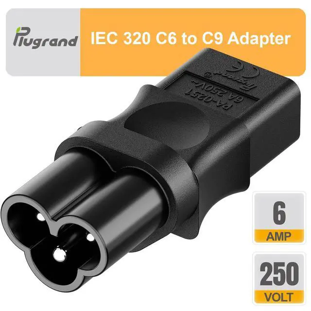 Alt view image 4 of 7 - PA-0251 IEC C6 to C9 Power Adapter, IEC 320 C9 Cord Adapter | Replacement Adapter Compatible with Roland MK-80, D-50 Synthesizer, MKS-20/ SG1D etc.