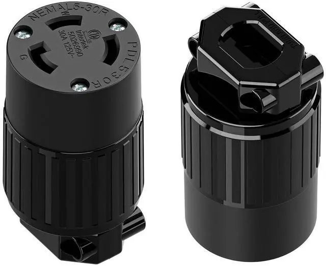 Main image of (2PACK) NEMA L5-30R Locking Plug Receptacle, (ETL Listed) Twist Lock L5-30R 30Amp 125Volt AC Connector, Industrial Grade Lock in Female 30A/125V Socket, Heavy Duty 125V,30A, 3750Watt Black