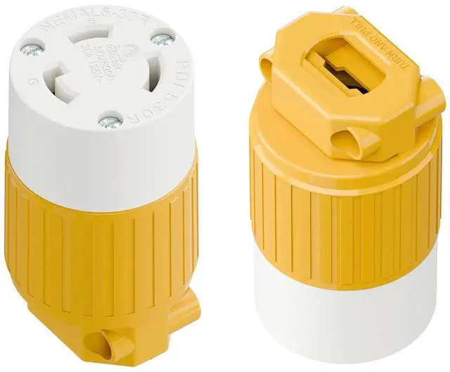 Main image of (2PACK) NEMA L5-30R Locking Plug Receptacle, (ETL Listed) Twist Lock L5-30R 30Amp 125Volt AC Connector, Industrial Grade Lock in Female 30A/125V Socket, Heavy Duty 125V,30A, 3750Watt Yellow