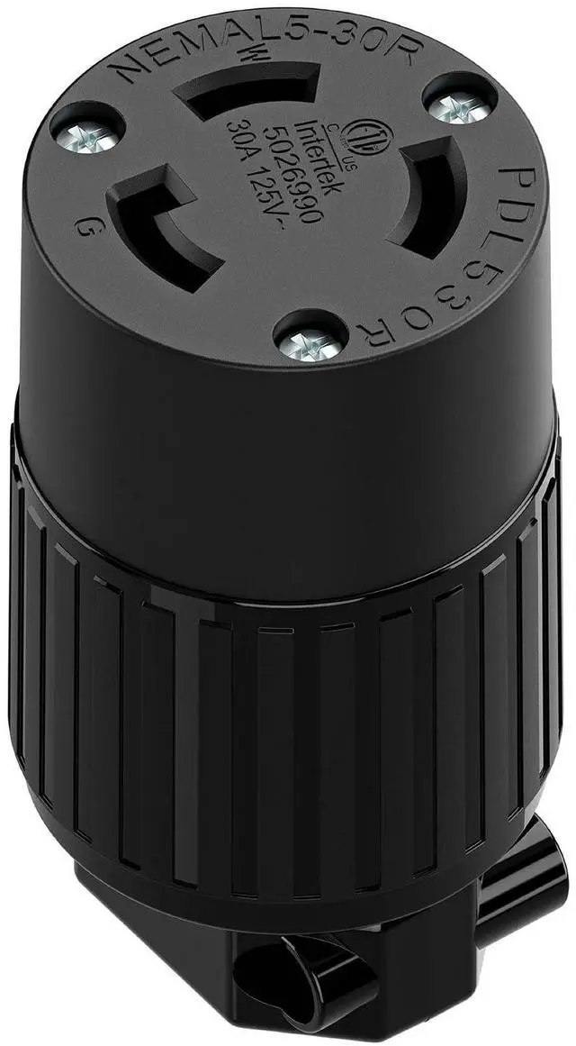 Main image of NEMA L5-30R Locking Plug Receptacle, (ETL Listed) Twist Lock L5-30R 30Amp 125Volt AC Connector, Industrial Grade Lock in Female 30A/125V Socket, Heavy Duty 125V,30A, 3750Watt Black