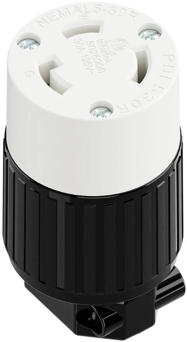 Main image of NEMA L5-30R(L5-30C) 30A 125V Locking Receptacle Generator 30A Female Socket, 2 Pole, 3 Wire, Industrial Grade Locking Outlet, Easy Assembly 3-Prong Male Straight Blade DIY