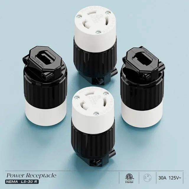 Alt view image 7 of 7 - NEMA L5-30R(L5-30C) 30A 125V Locking Receptacle Generator 30A Female Socket, 2 Pole, 3 Wire, Industrial Grade Locking Outlet, Easy Assembly 3-Prong Male Straight Blade DIY